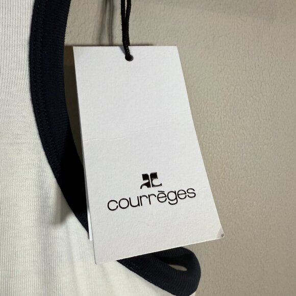 Courreges Paris Embroidered Cotton-Jersey Mini Dress Women's Small White NWT - Picture 8 of 14